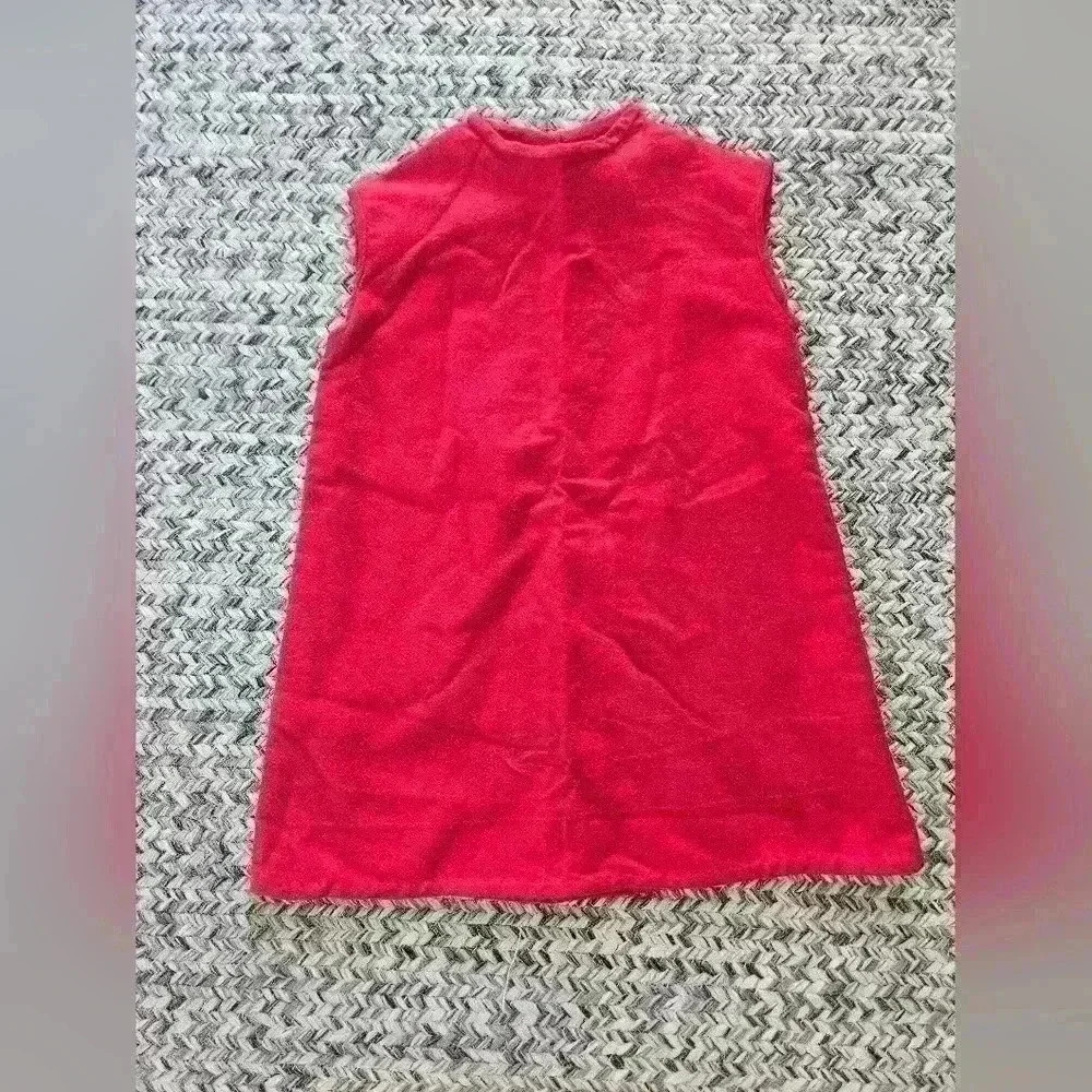 Hand Crafted Red Velour Velvet Vintage Little Girls Sleeveless‎ Dress